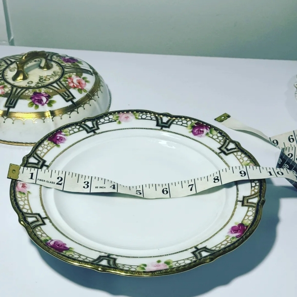 Antique Noritake Nippon Rose Cheese Plate Domed Vented Lid, Hand Painted is brea - Picture 9 of 17